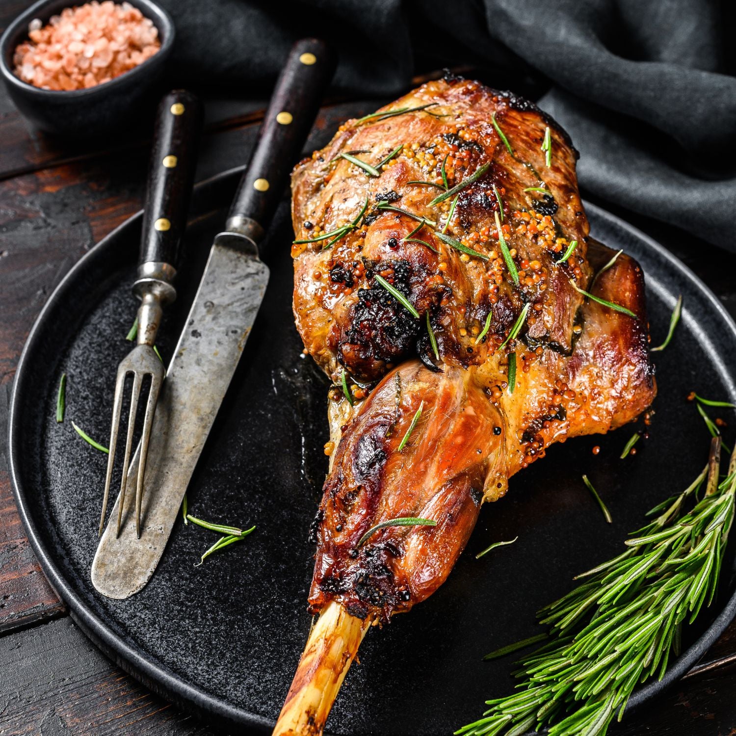 Slow Roasted Bone-in Lamb Legs with Rosemary and Garlic Recipe