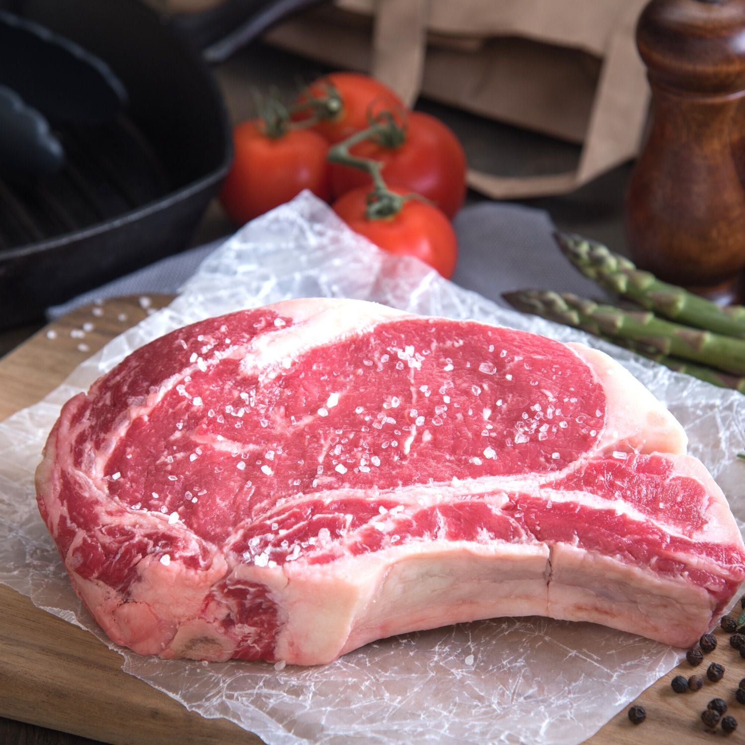 Raw steak, high-quality meat with marbling throughout