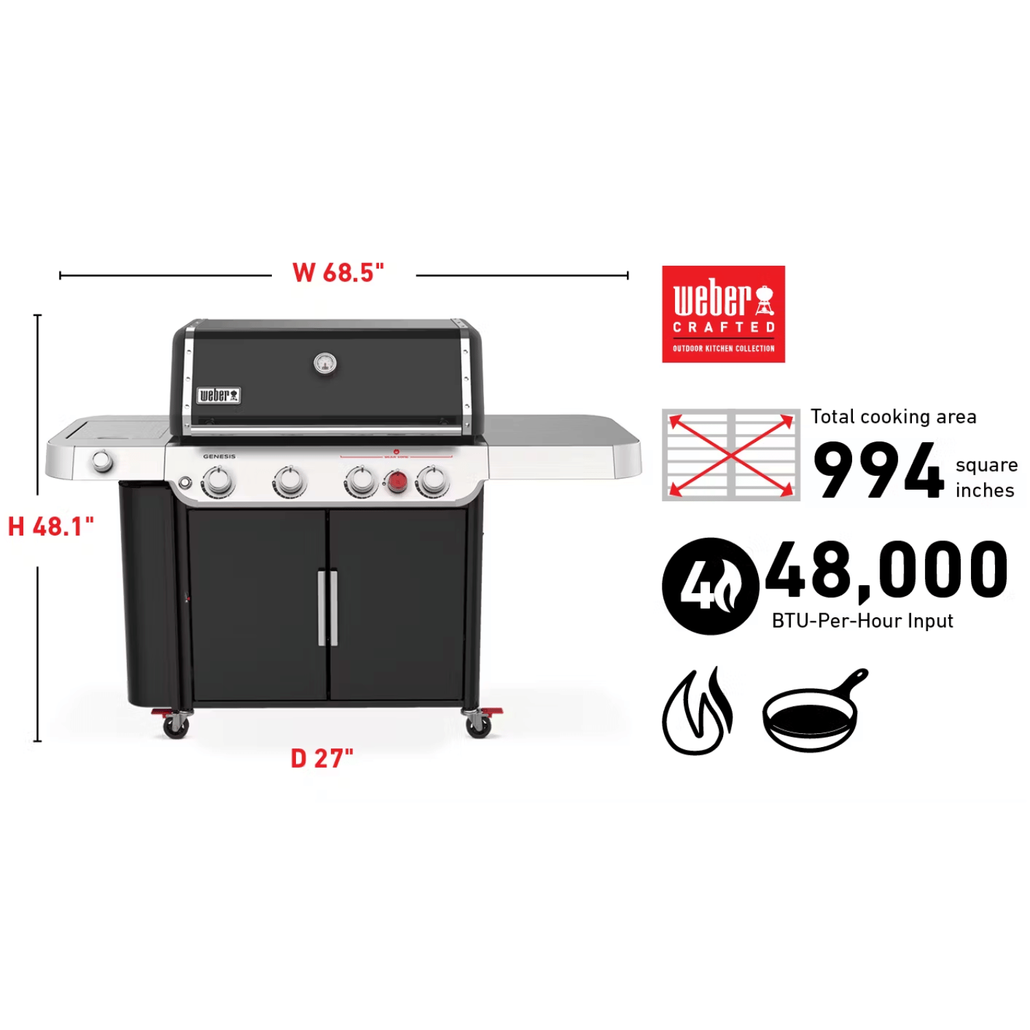 WEBER GENESIS E-435 GAS GRILL 4 BURNER - MEAT KING